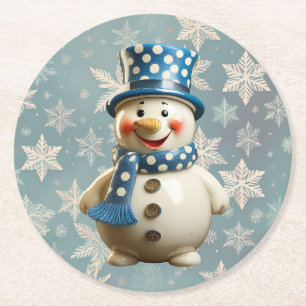 Posavasos Redondo De Papel Posavasos de Cerámica de Muñeco de Nieve