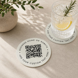 Posavasos Redondo De Papel Posavasos de código QR   Negocios escaneables gris
