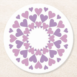 Posavasos Redondo De Papel Posavasos de Corazón Rosa y Morado