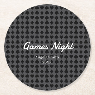 Posavasos Redondo De Papel Posavasos de Patrón de Cartas de Juego – Noche de 