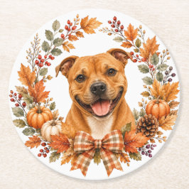 Posavasos Redondo De Papel Posavasos de Staffordshire Bull Terrier