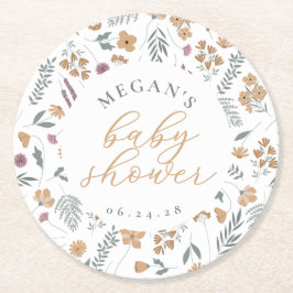 Posavasos Redondo De Papel Posavasos para baby shower de flores silvestres -