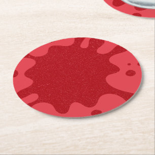 Posavasos Redondo De Papel Posavasos Personalizados Arte de Derrame Rojo de T
