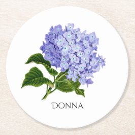 Posavasos Redondo De Papel Posavasos Personalizados de Hortensias Florales de