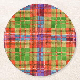 Posavasos Redondo De Papel Posavasos redondos de papel MAC RAE TARTAN