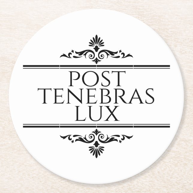 Posavasos Redondo De Papel Post Tenebras Lux (Anverso)