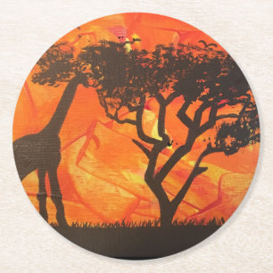 Posavasos Redondo De Papel Práctico de costa africano del safari del desierto