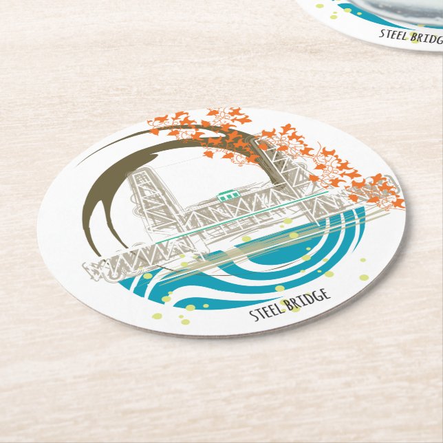 Posavasos Redondo De Papel Práctico de costa de acero de Portland del puente (En perspectiva)