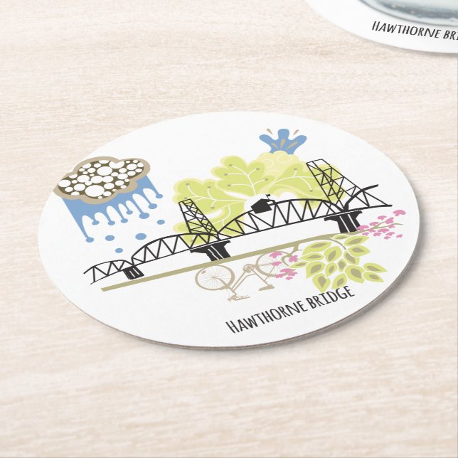 Posavasos Redondo De Papel Práctico de costa de Portland del puente de (En perspectiva)