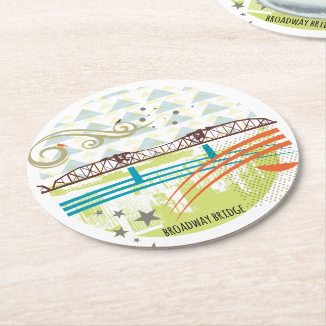 Posavasos Redondo De Papel Práctico de costa de Portland del puente de (En perspectiva)