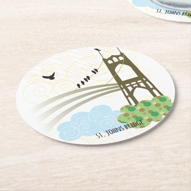 Posavasos Redondo De Papel Práctico de costa de Portland del puente de St (En perspectiva)