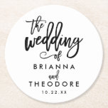 Posavasos Redondo De Papel Práctico de costa indicado con letras de la boda<br><div class="desc"></div>