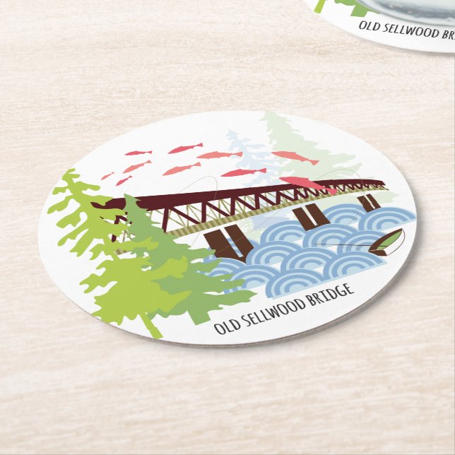 Posavasos Redondo De Papel Práctico de costa viejo de Portland del puente de (En perspectiva)