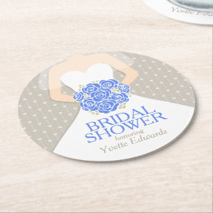 Posavasos Redondo De Papel prácticos de costa blancos azules del