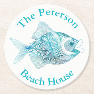 Posavasos Redondo De Papel Prácticos de costa de papel temáticos del océan