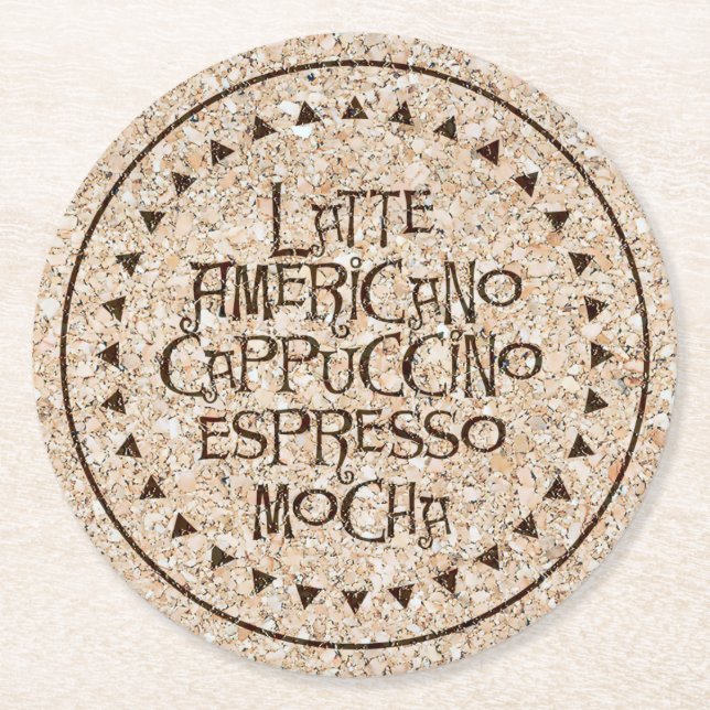 Posavasos Redondo De Papel Prácticos de costa redondos del corcho (Anverso)