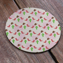 Posavasos Redondo De Papel Primera chica rodeo cumpleaños 1