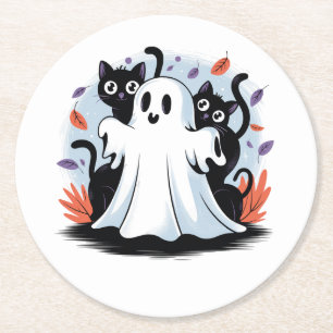 Posavasos Redondo De Papel Provocación nocturna de Halloween