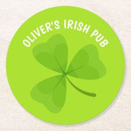 Posavasos Redondo De Papel Pub Irlandés Green Shamrock