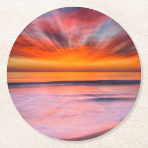Posavasos Redondo De Papel Puesta de sol Tamarack Beach   Carlsbad, CA