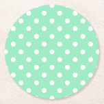 Posavasos Redondo De Papel Puntos Blancos Clásicos Elegante Mint Blank Verde<br><div class="desc">Clásicos Puntos Blancos Elegante Moneda De Papel Redondo De Mint Blank Vintage.</div>