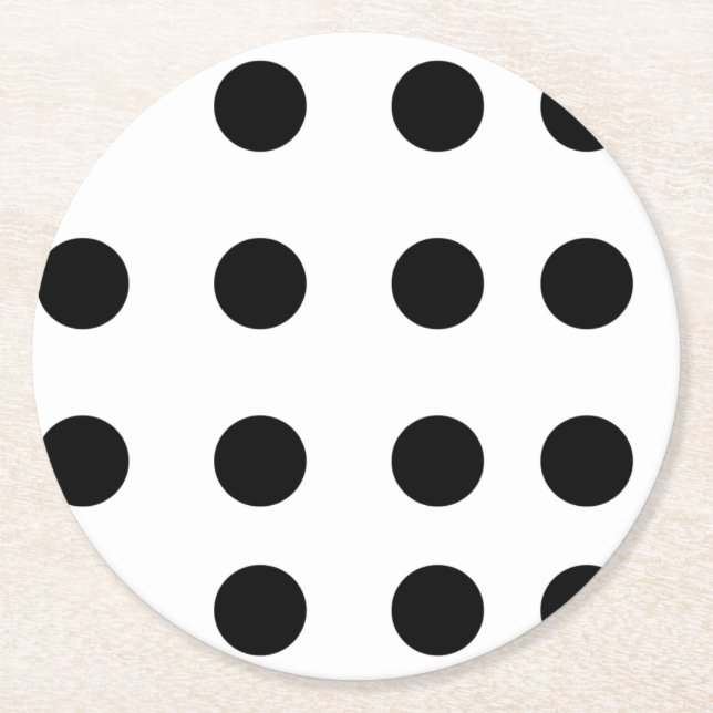 Posavasos Redondo De Papel Puntos Repetitivos Negros (Anverso)