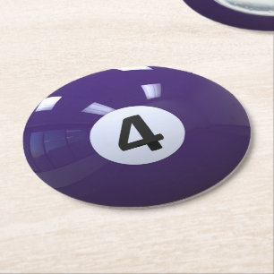 Posavasos Redondo De Papel Purple Nº 4 Billiard Pool Ball