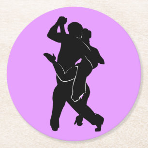 Posavasos Redondo De Papel Púrpura de la escoria de bailarina de tango de par