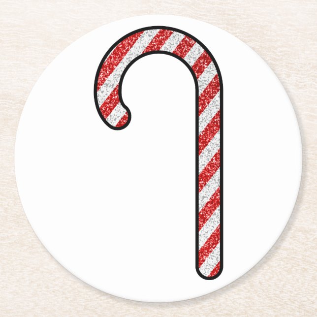 Posavasos Redondo De Papel Purpurina Candy Cane (Anverso)