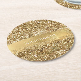 Posavasos Redondo De Papel Purpurina de manchas de oro      