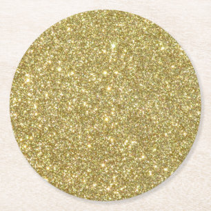 Posavasos Redondo De Papel Purpurina dorado brillante chupa