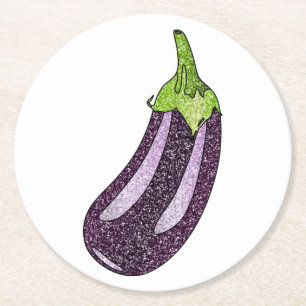 Posavasos Redondo De Papel Purpurina Eggplant