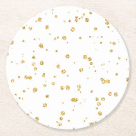 Posavasos Redondo De Papel Purpurina Faux Gold Confetti Wedding Fiesta