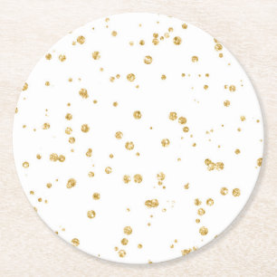 Posavasos Redondo De Papel Purpurina Faux Gold Confetti Wedding Fiesta
