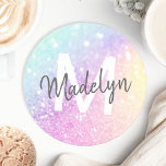 Posavasos Redondo De Papel Purpurina irlandés Glam Colorful personalizado<br><div class="desc">Personalice fácilmente este elegante y colorido patrón de purpurina bokeh con su nombre personalizado y/o monograma.</div>