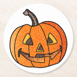 Posavasos Redondo De Papel Purpurina Jack O'Lantern