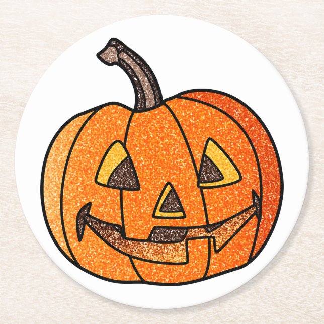 Posavasos Redondo De Papel Purpurina Jack O'Lantern (Anverso)