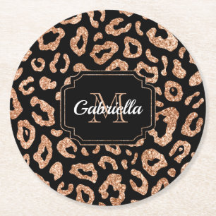 Posavasos Redondo De Papel Purpurina Leopard Print