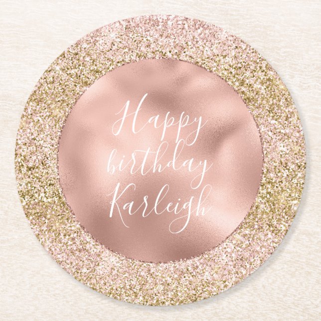 Posavasos Redondo De Papel Purpurina Ombre Glitzy Girly Sparkle Ombre (Anverso)