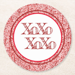 Posavasos Redondo De Papel Purpurina rojo XOXO