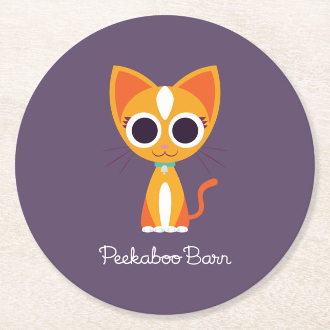 Posavasos Redondo De Papel Purrl el gato (Anverso)