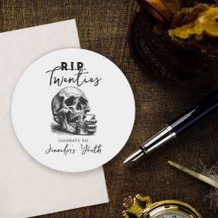 Posavasos Redondo De Papel Q.E.P.D. 2014 Fiesta de cumpleaños 30 de Halloween