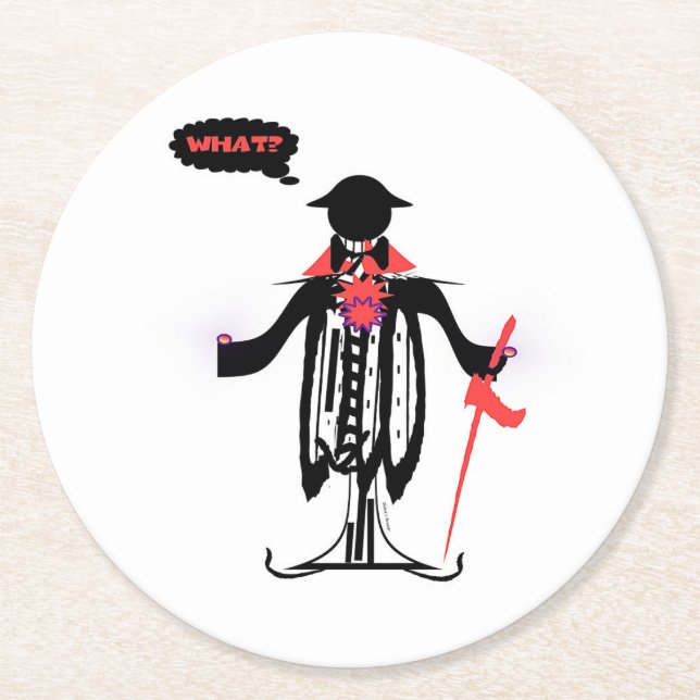 Posavasos Redondo De Papel ¿QUÉ? HOMBRE Papelera (Anverso)