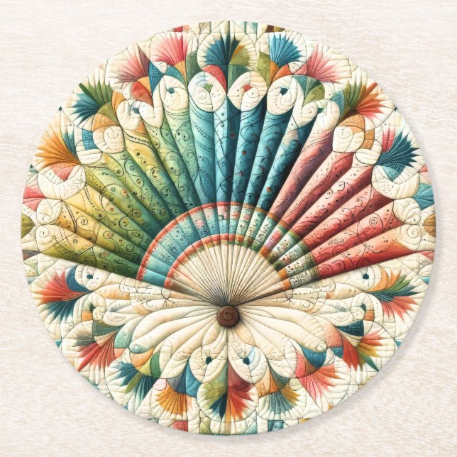 Posavasos Redondo De Papel Quilt (Anverso)