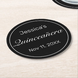 Posavasos Redondo De Papel Quinceanera blanca Minimalista moderna