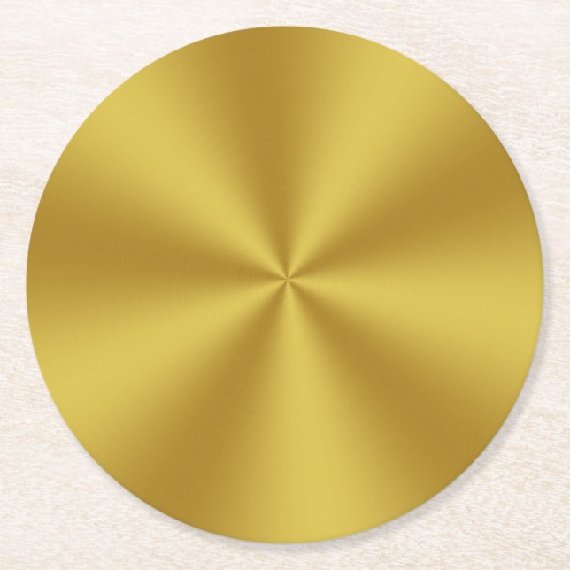 Posavasos Redondo De Papel Radial | Metálica Look Faux Gold (Anverso)