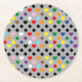 Posavasos Redondo De Papel Rainbow Hearts