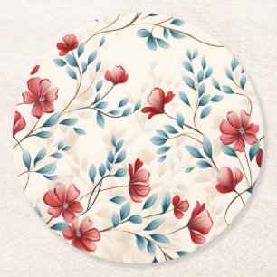 Posavasos Redondo De Papel Rama floral botánica elegante
