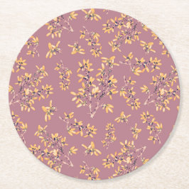 Posavasos Redondo De Papel Ramas de espinas negras amarillas