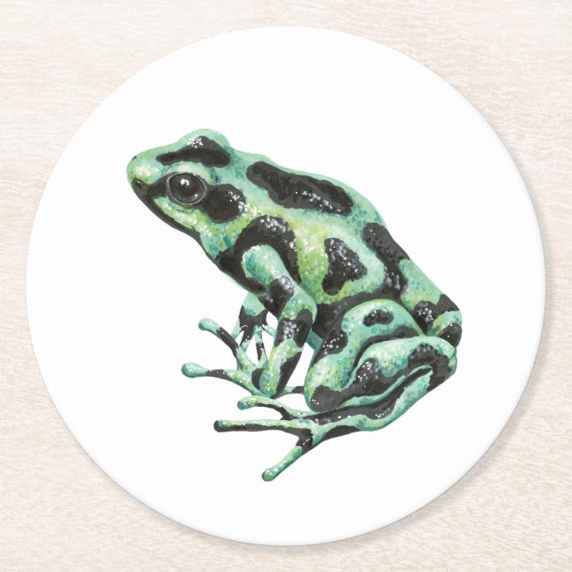 Posavasos Redondo De Papel Rana de dardo venenosa (Anverso)